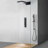 Fontana Showers Fontana Creteil 22" Matte Black Finish Hot and Cold Bathroom Multi Function Shower Set FS15049