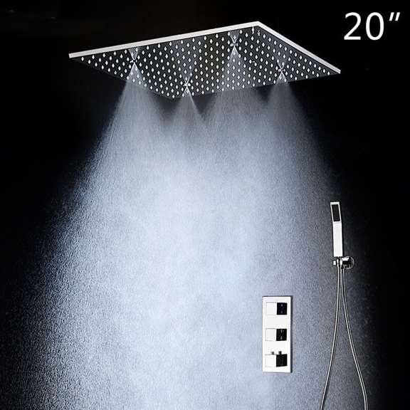 Fontana Showers Fontana St. Gallen 20" Embedded Ceiling Mount Shower Head Thermostatic Bathroom Shower System with Hand Shower FS15050