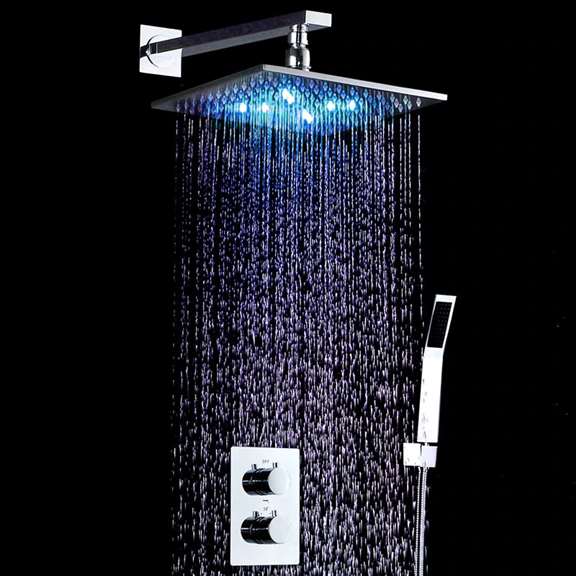 Fontana Showers Fontana Le Havre 10" Square Water Saving Shower Head LED Thermostatic Shower System FS15053