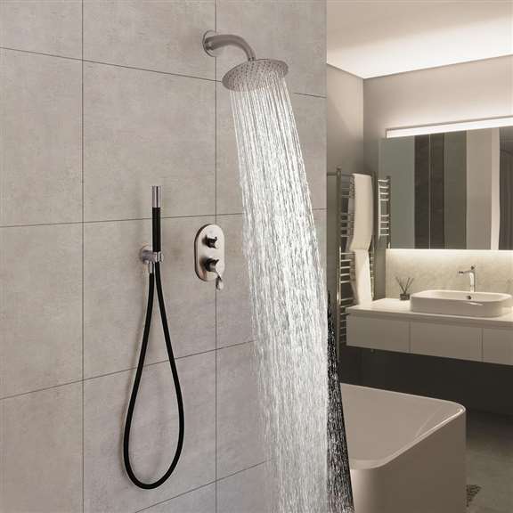 Fontana Showers Brushed Nickel Rain Shower Faucet with Handshower FS1509