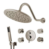 Fontana Showers Brushed Nickel Wall Mount Rainfall Shower Set Includes Adjustable Body Jet Spray and Handshower FS1523