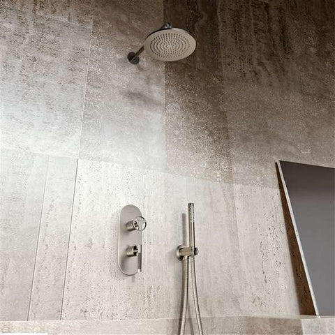 Fontana Showers Brushed Nickel Wall Mount Round Shower with Slidebar Handshower FS1524