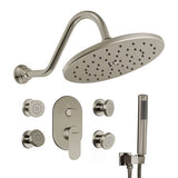 Fontana Showers Brushed Nickel Round Rainfall Shower Set With Thermostat Mixer Jet Spray and Handshower FS1526