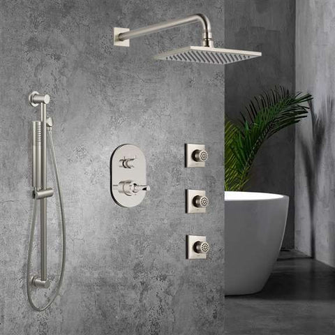 Fontana Showers Square Wall Shower with Jet Spray and Handshower FS1527B