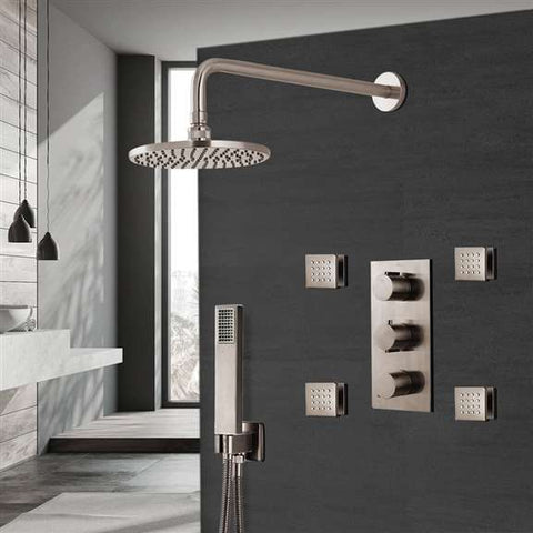 Fontana Showers Round Shower System with Handshower in Brushed Nickel Finish FS1529B