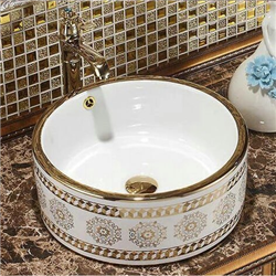 Fontana Showers Prato Mosaic Gold Countertop Bathroom Sink with Drain FS175P