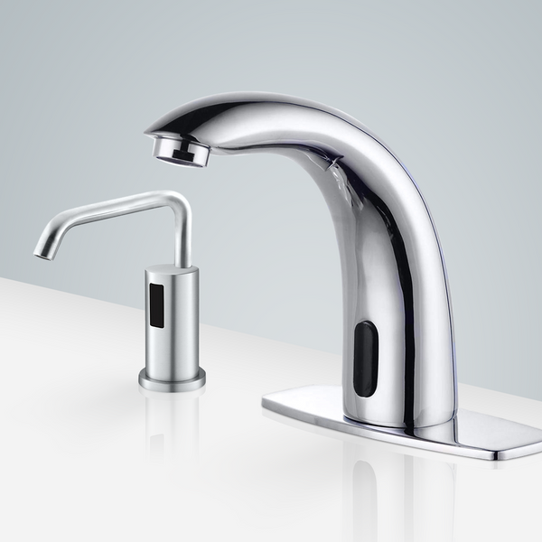 Fontana Showers Fontana Dijon High Quality Chrome Motion Sensor Faucet & Automatic Liquid Soap Dispenser for Restrooms FS18114