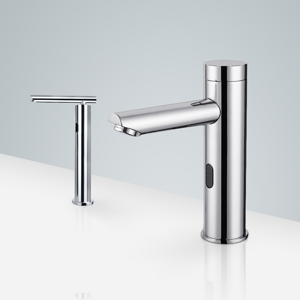 Fontana Showers Fontana Geneva Standing Motion Sensor Faucet & Touchless Automatic Soap Dispenser for Restrooms in Chrome FS18120