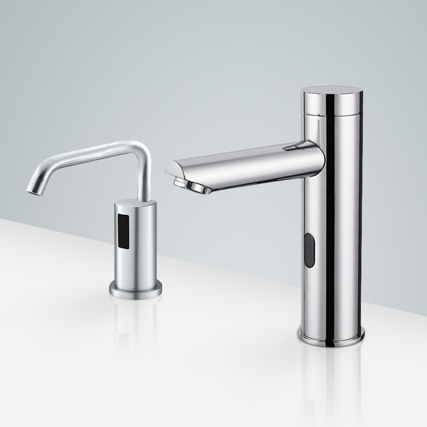 Fontana Showers Fontana Le Havre Touchless Chrome Motion Sensor Faucet & Automatic Liquid Soap Dispenser for Restrooms FS18123