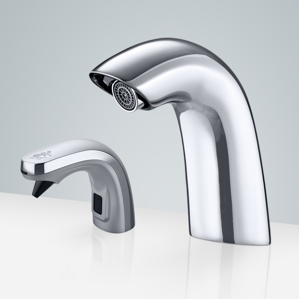 Fontana Showers Fontana Geneva Deck Mount High Quality Motion Sensor Faucet & Automatic Soap Dispenser for Restrooms in Chrome FS18163
