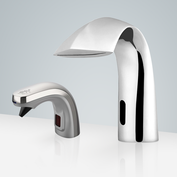Fontana Showers Fontana Sénart High Quality Commecial Motion Chrome Sensor Faucet & Automatic Liquid Soap Dispenser for Restrooms FS18178