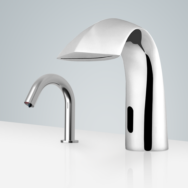 Fontana ShowersFontana Deauville Waterfall Chrome Commercial Motion Sensor Faucet & Automatic Soap Dispenser for Restrooms FS18183