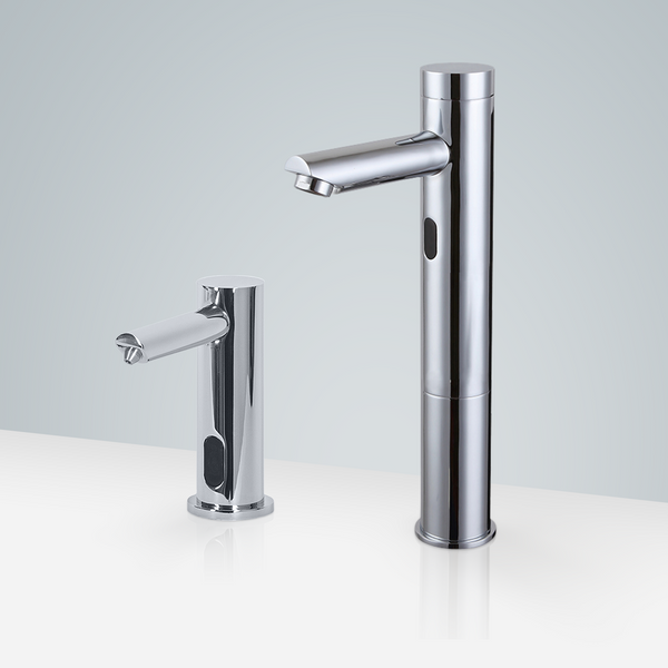 Fontana Showers Fontana St. Gallen Tri Pod Chrome Finish Motion Sensor Faucet & Automatic Liquid Soap Dispenser for Restrooms FS18200