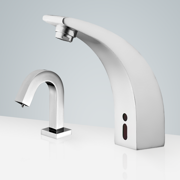 Fontana Showers Fontana Verona Infrared Chrome Motion Sensor Faucet & Touchless Automatic Soap Dispenser for Restrooms FS18207