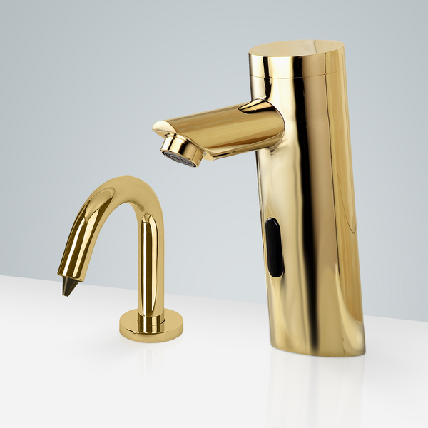 Fontana Showers Fontana Marseille Gold Finish Motion Sensor Faucet & Automatic Liquid Soap Dispenser for Restrooms FS18269