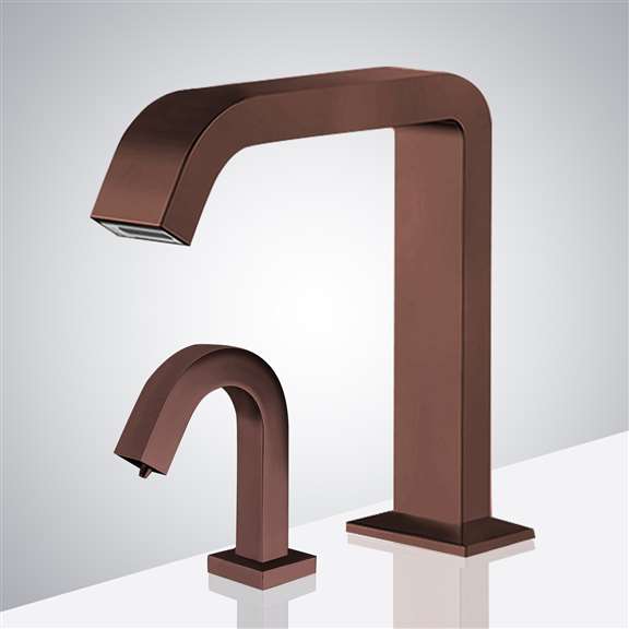 Fontana Showers Fontana Commercial Automatic Sensor Faucet In Light Oil Rubbed Bronze and Touchless Automatic Sensor Liquid Soap Dispenser FS18270LORB