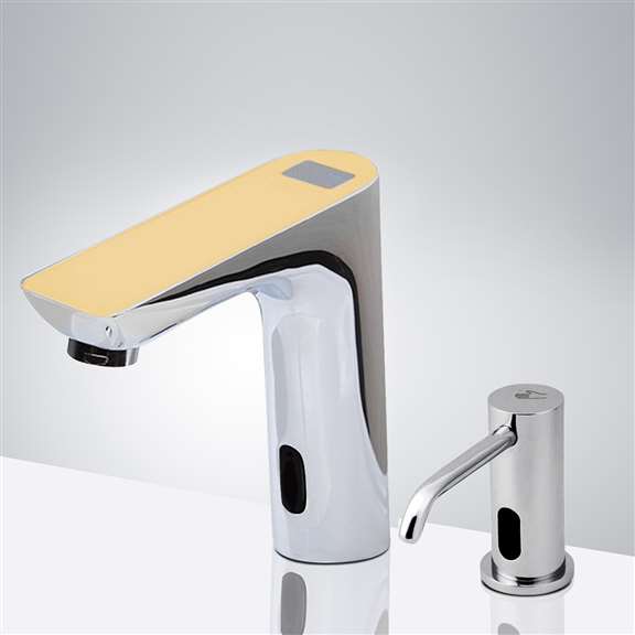 Fontana Showers Fontana Romo Commercial Digital Display Automatic Sensor Faucet In Chrome and Automatic Soap Dispenser FS18527