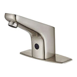Fontana Showers Fontana Atlanta Commercial Brushed Nickel Deck Mount Automatic Sensor Touchless Bathroom Faucet with Matching Soap Dispenser FS18535
