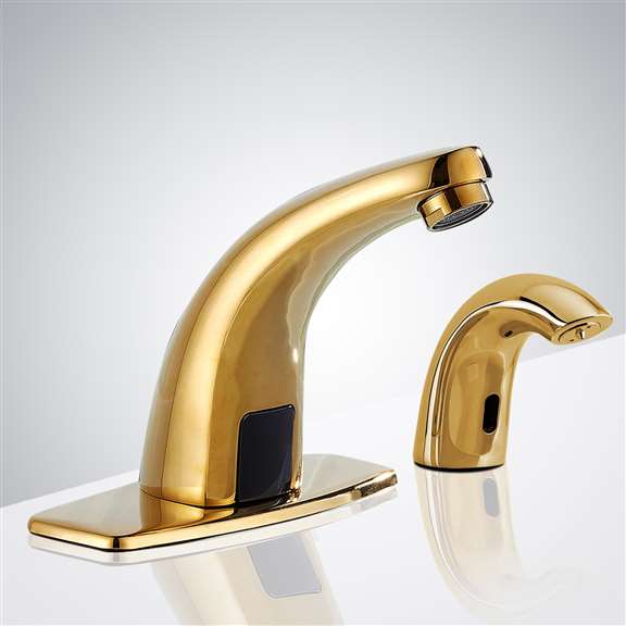 Fontana Showers Fontana Gold Commercial Automatic Sensor Faucet with Matching Deck Mount Soap Dispenser FS18537
