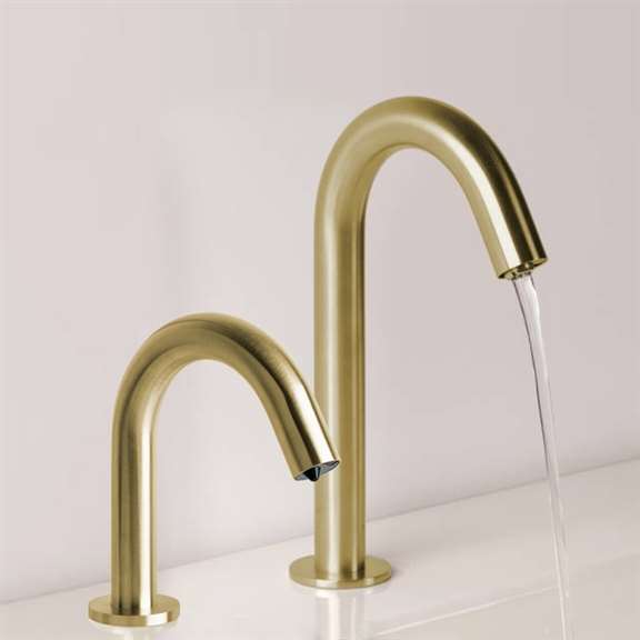 Fontana Showers Fontana Wella Brushed Gold Dual Commercial Automatic Sensor Faucet and Soap Dispenser FS18539