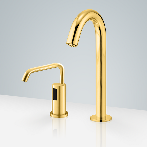 Fontana Showers Fontana Geneva Motion Sensor Faucet & Automatic Soap Dispenser for Restrooms in Gold FS1856