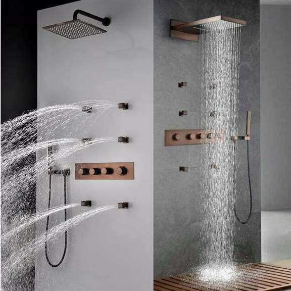 Fontana Showers Fontana Lyon Luxurious Rainfall Bronze Finish Bathroom Shower Set FS219B