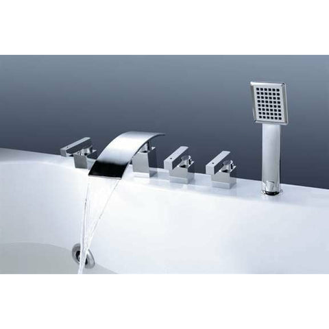 Fontana Showers Toulouse Solid Brass Deck Mounted Waterfall Chrome Bathroom Tub Faucet FS2217