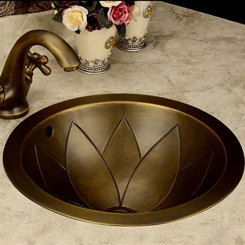 Fontana Showers Lokeren Round Brass Antique Bronze Bathroom Sink FS2286