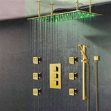Fontana Showers Fontana Diadema 20" * 40" Large Gold Solid Brass LED Rain Shower Head with Body Jets & Handheld Shower FS241G