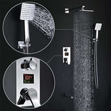 Fontana Showers Fontana Crotone Chrome LED Digital Display 3 Way Shower System Rainfall Shower Set With Handheld Shower and Tub Faucet FS34CS