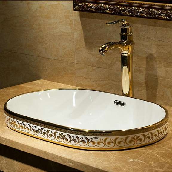 Fontana Showers Cannes Oval Bathroom Sink with Overflow FS39BS