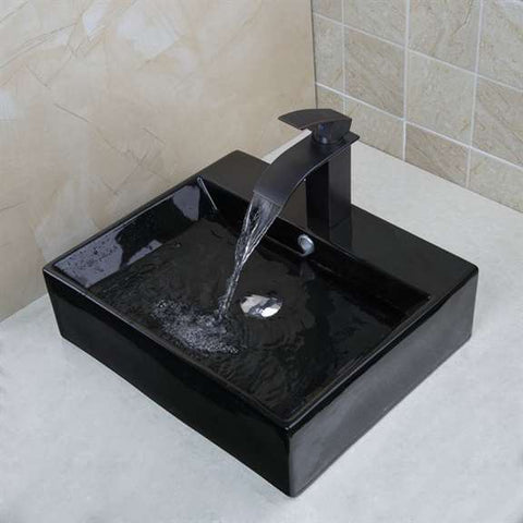 Fontana Showers Naples Oval Bathroom Sink with Overflow & Faucet FS41BS