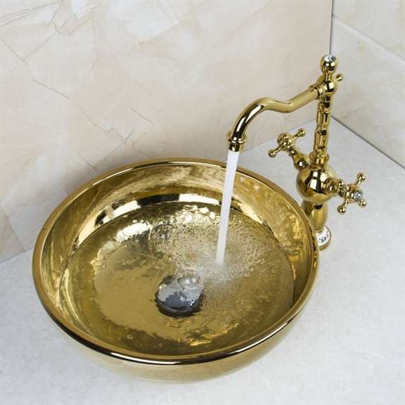 Fontana Showers Fontana Ceramic Bathroom Sink with Dual Handle Faucet Set FS52CBS