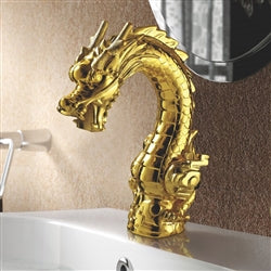 Fontana Showers Umbria Single Rotation Handle Gold Dragon Head Style Bathroom Sink Faucet FS6124DM