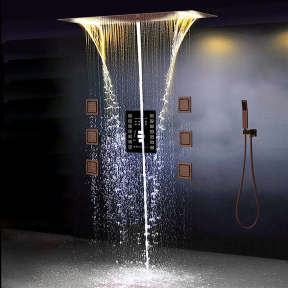 Fontana Showers Fontana Oil Rubbed Bronze 4-Way LED Luxury Style Shower Head with Hand-Held Shower FS9543