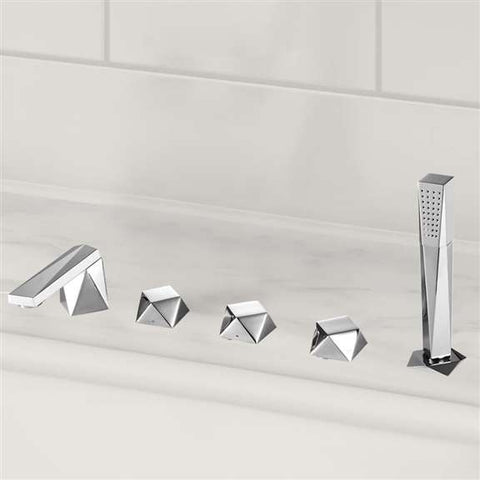 Fontana Showers Bravat Low Arc Spout Design 5 Piece Bathtub Handheld Shower Faucet FS9592