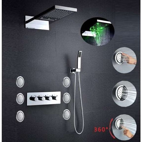 Fontana Showers Lecce Luxury Shower System with 6 Round Body Massage Jets FS969APF