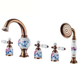 Fontana Showers Fontana Chicago European Hot and Cold Deck Mount Antique Brass Bathtub Faucet with Hand shower FS9749