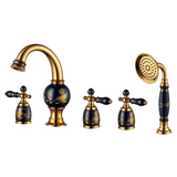 Fontana Showers Fontana Chicago European Hot and Cold Deck Mount Gold Bathtub Faucet with Hand Shower FS9750