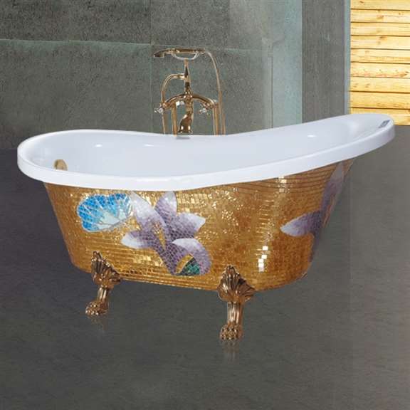 Fontana Showers Fontana Reno Gold Clawfoot Freestanding Indoor Soaking Bathtub FS9991