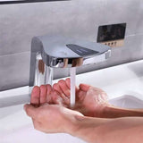 Fontana Showers Fontana Deck Mounted Commercial Hands Free Auto Tap Auto Soap Dispenser and Sensor Faucet Set in Chrome FSSF0827
