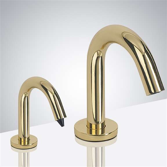 Fontana Showers Fontana Milan Commercial Touchless Shiny Gold Dual Sensor Faucet & Automatic Soap Dispenser FST9890