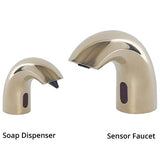 Fontana Showers Fontana Contemporary Style Shiny Gold Finish Deck Mount Dual Commercial Sensor Faucet & Automatic Soap Dispenser FST9896
