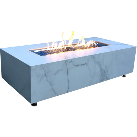Elementi Carrara Marble Porcelain Fire Table OFP121BW