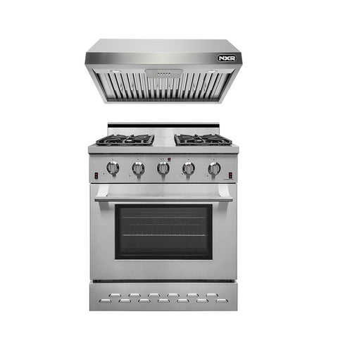 NXR 30" Stainless Steel Natural Gas Range with 4.5 cu .ft. Convection oven & Under Cabinet Hood Bundle SC3055EHBD