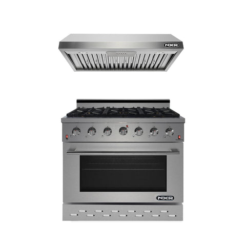 NXR 36" Stainless Steel Natural Gas Range with 5.5 cu. ft. Convection Oven & Under Cabinet Hood Bundle SC3611EHBD