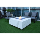 Elementi Bianco Marble Porcelain Fire Table OFP103BW
