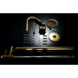 Fontana Showers Fontana Geneva Full Solid Brass Standing Titanium Gold Finish Bathroom Bathtub Tap Mixer Faucet FS1382TG