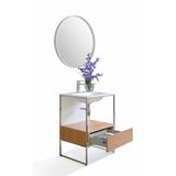Ancerre Tory 24 in. Bath Vanity Set in Natural Walnut with White Matte Seamless Solid Surface Sink Top and Mirror VTSM-TORY-24-NW-MW