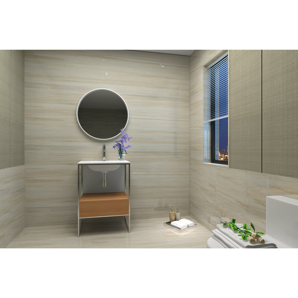 Ancerre Tory 24 in. Bath Vanity Set in Natural Walnut with White Matte Seamless Solid Surface Sink Top and Mirror VTSM-TORY-24-NW-MW
